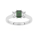 R-83100-EM-W  Lab Diamond & Emerald Three Stone Ring F/VS (EGL Report Included)