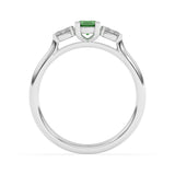 R-82520-EM-W  Lab Diamond & Emerald Three Stone Ring F/VS (EGL Report Included)