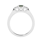 R-83100-EM-W  Lab Diamond & Emerald Three Stone Ring F/VS (EGL Report Included)