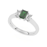 R-83100-EM-W  Lab Diamond & Emerald Three Stone Ring F/VS (EGL Report Included)