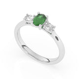 R-82520-EM-W  Lab Diamond & Emerald Three Stone Ring F/VS (EGL Report Included)
