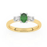 R-82520-EM-Y  Lab Diamond & Emerald Three Stone Ring F/VS (EGL Report Included)