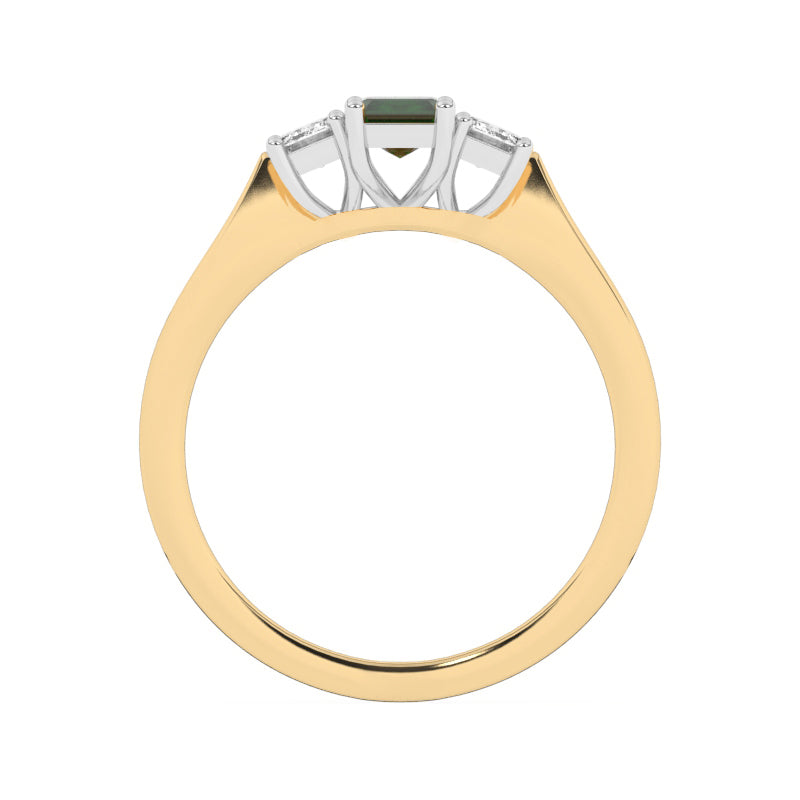 R-83100-EM-Y  Lab Diamond & Emerald Three Stone Ring