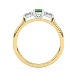 R-82520-EM-Y  Lab Diamond & Emerald Three Stone Ring F/VS (EGL Report Included)