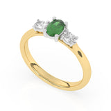 R-82520-EM-Y  Lab Diamond & Emerald Three Stone Ring F/VS (EGL Report Included)