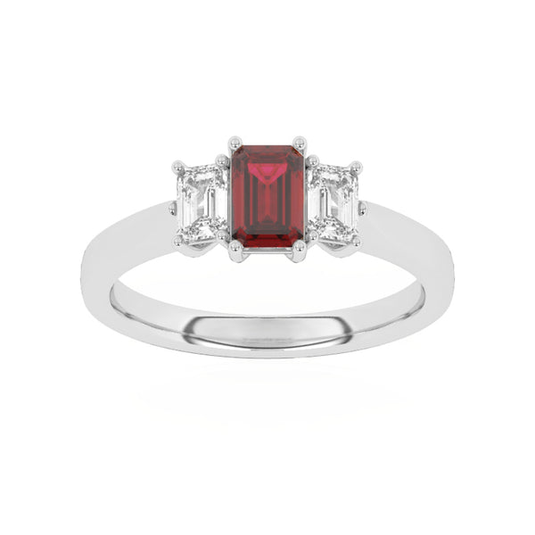 R-83100-RU-W  Lab Diamond & Ruby Three Stone Ring F/VS (EGL Report Included)