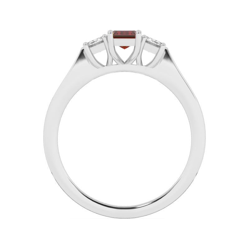 R-83100-RU-W  Lab Diamond & Ruby Three Stone Ring