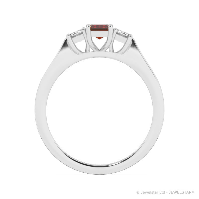 R-83100-RU-W  Lab Diamond & Ruby Three Stone Ring
