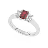 R-83100-RU-W  Lab Diamond & Ruby Three Stone Ring F/VS (EGL Report Included)