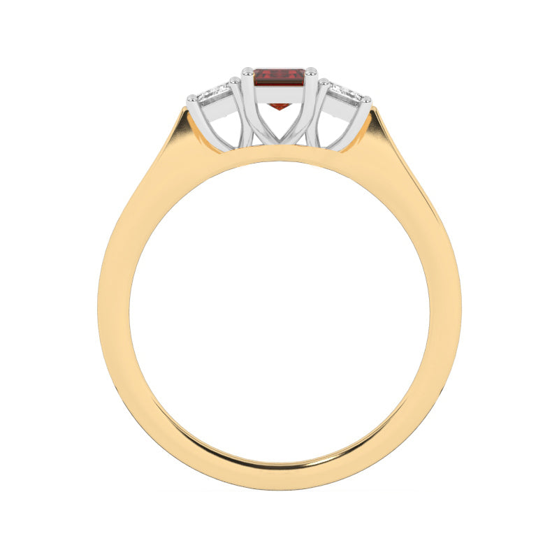 R-83100-RU-Y  Lab Diamond & Ruby Three Stone Ring