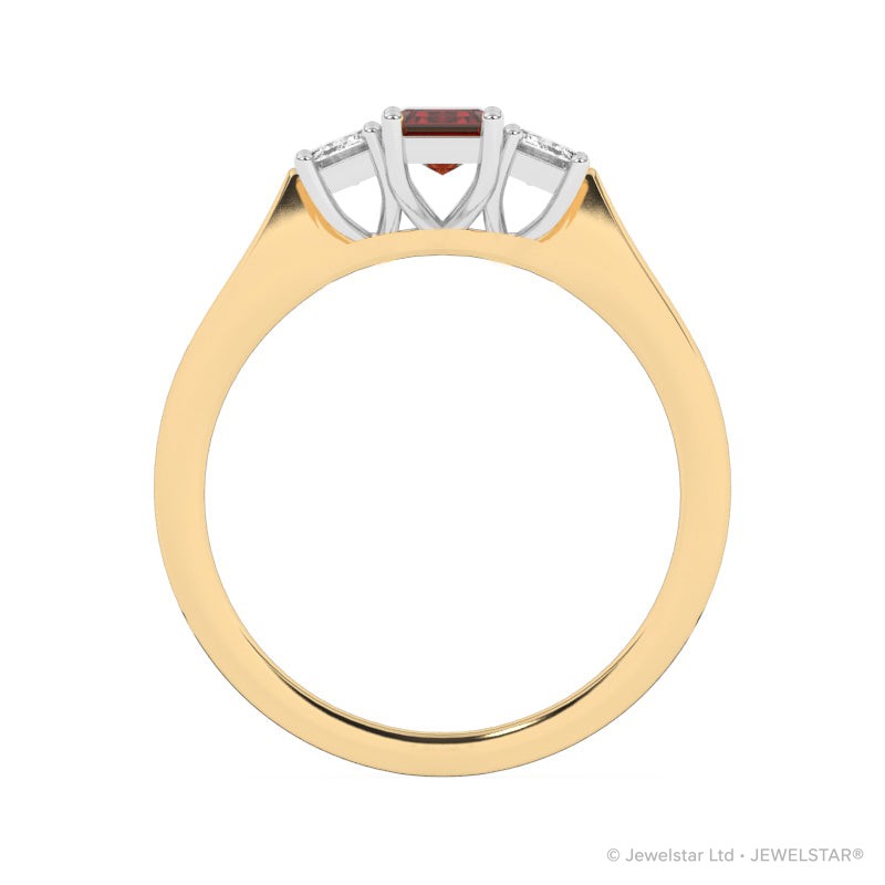 R-83100-RU-Y  Lab Diamond & Ruby Three Stone Ring