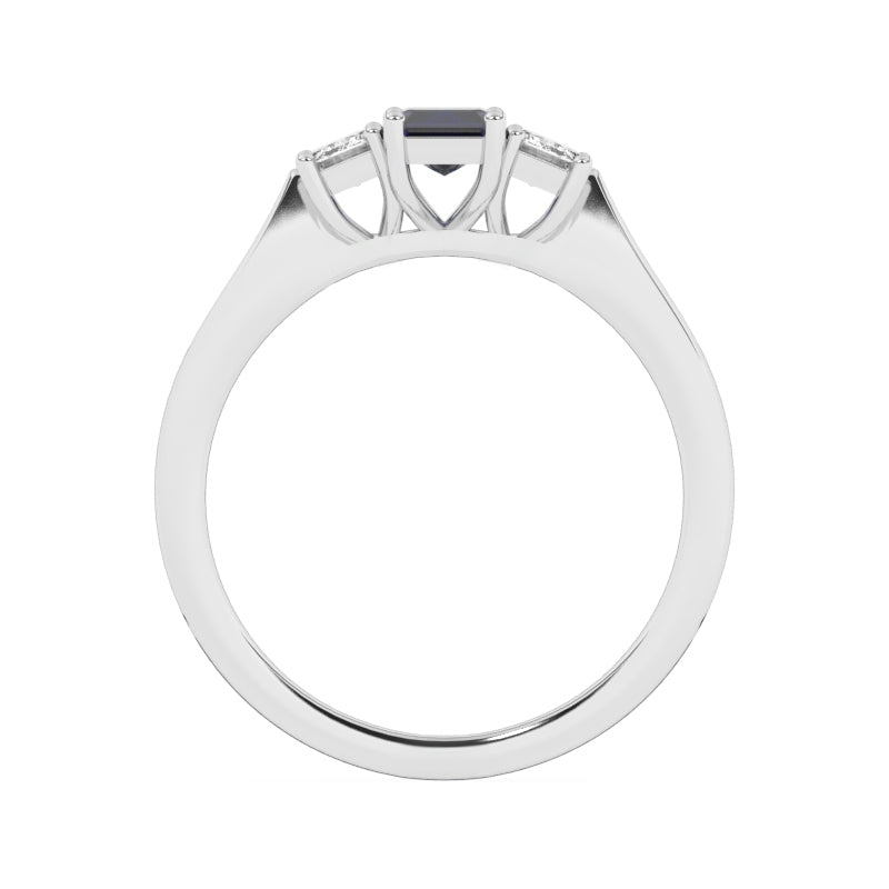 R-83100-SA-W  Lab Diamond & Sapphire Three Stone Ring