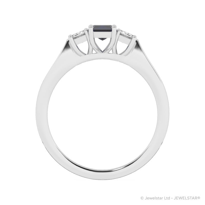 R-83100-SA-W  Lab Diamond & Sapphire Three Stone Ring