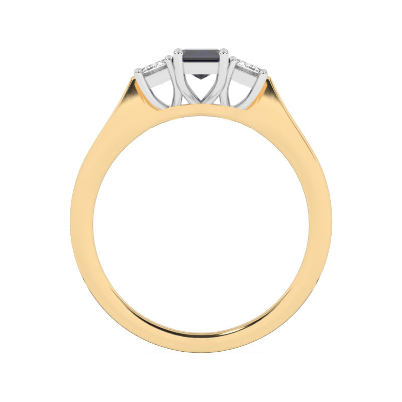 R-83100-SA-Y  Lab Diamond & Sapphire Three Stone Ring