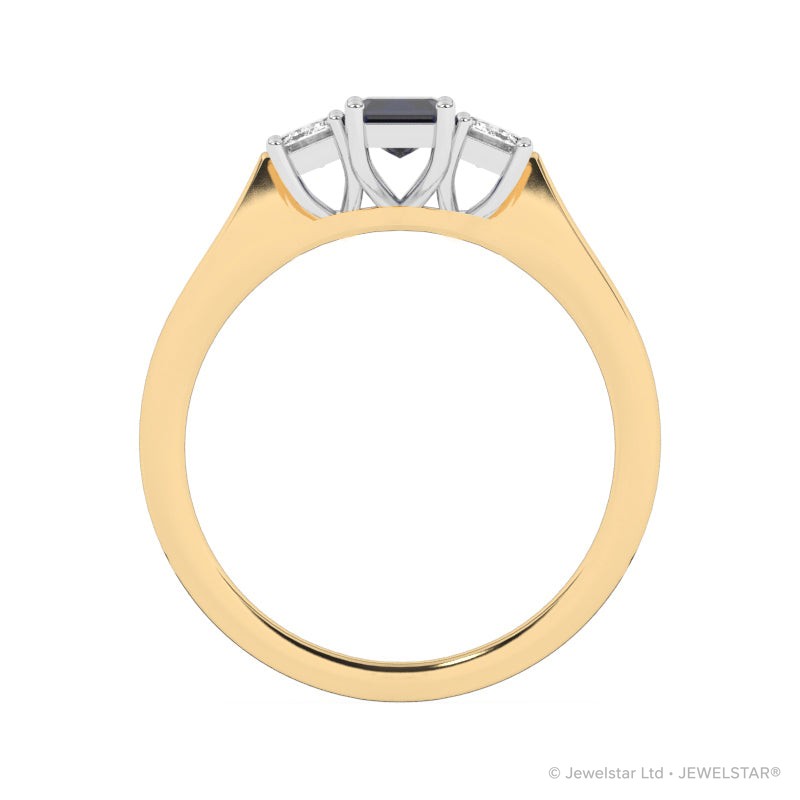 R-83100-SA-Y  Lab Diamond & Sapphire Three Stone Ring