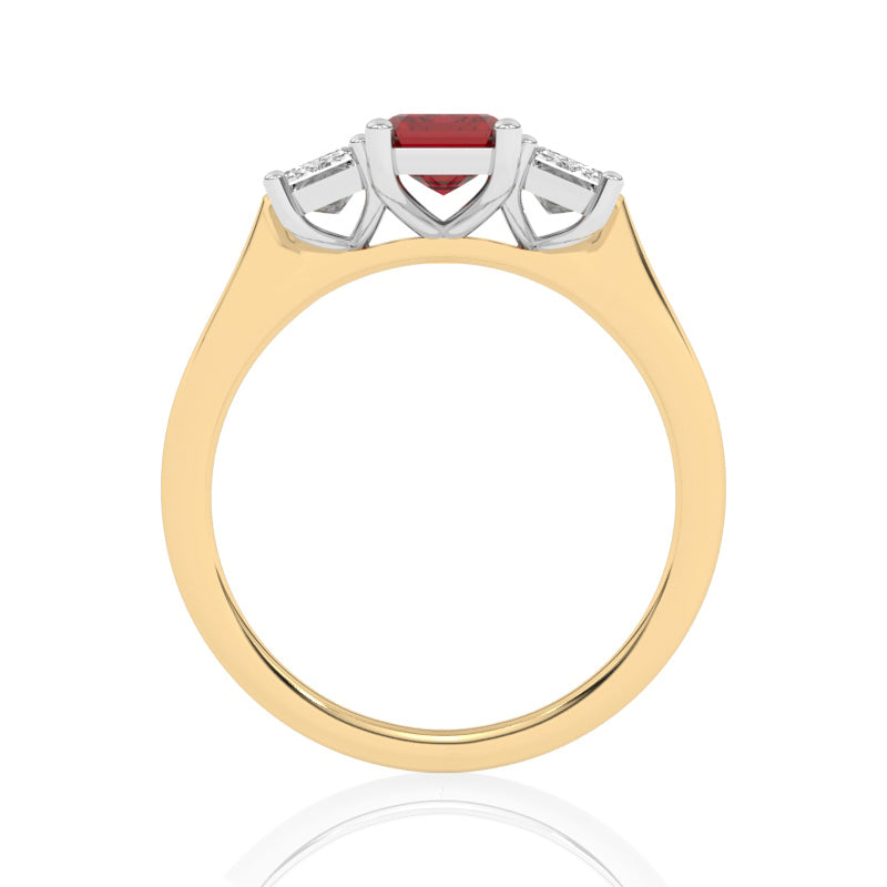 R-83200-RU-Y  Lab Diamond & Ruby Three Stone Ring