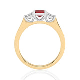 R-83200-RU-Y  Lab Diamond & Ruby Three Stone Ring F/VS (EGL Report Included)