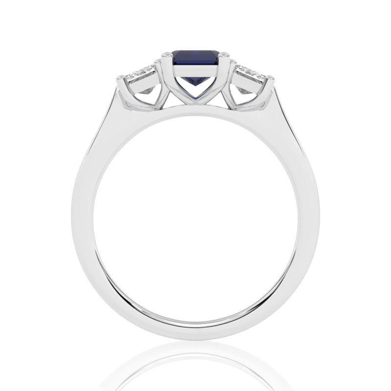 R-83200-SA-W  Lab Diamond & Sapphire Three Stone Ring
