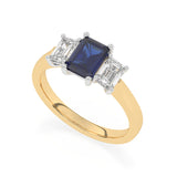 R-83200-SA-Y  Lab Diamond & Sapphire Three Stone Ring F/VS (EGL Report Included)