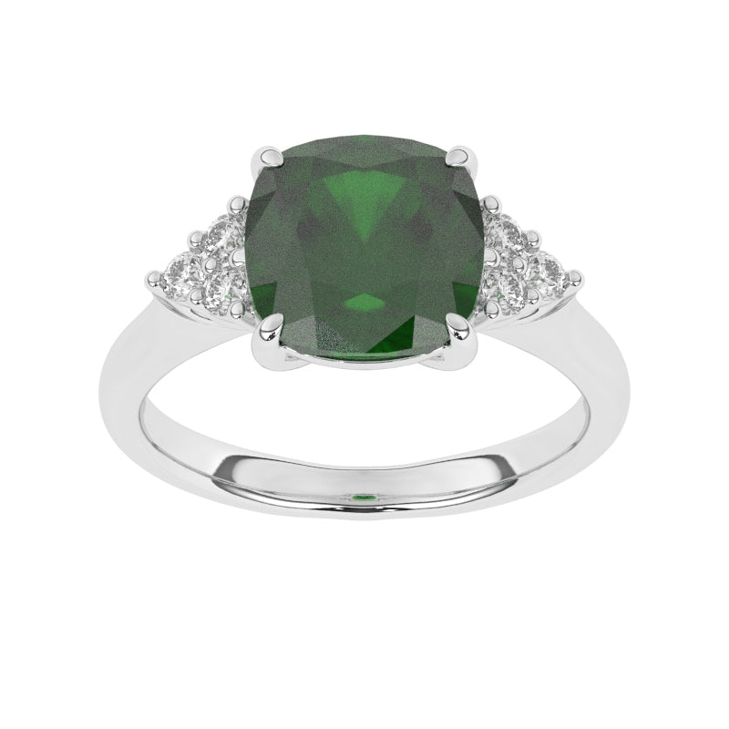 R-83553-EM-W  Diamond & Emerald Dress Ring