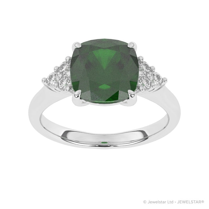 R-83553-EM-W  Diamond & Emerald Dress Ring