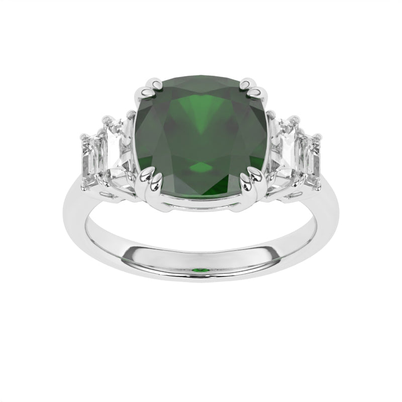 R-83557-EM-W  Diamond & Emerald Dress Ring