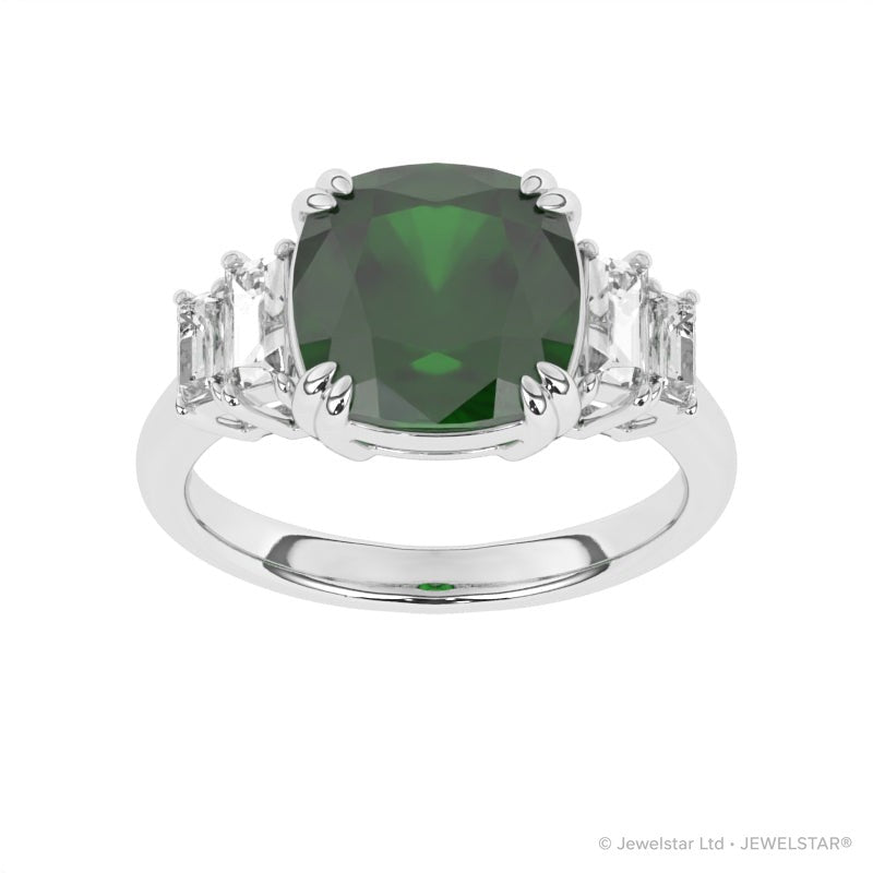 R-83557-EM-W  Diamond & Emerald Dress Ring