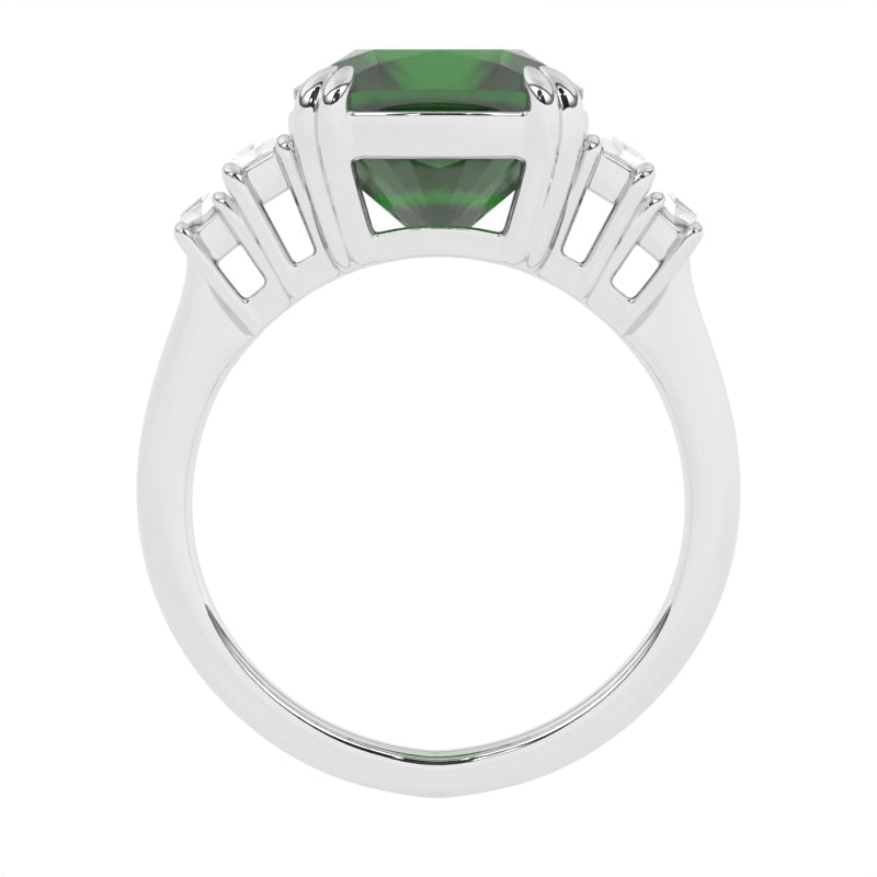 R-83557-EM-W  Diamond & Emerald Dress Ring