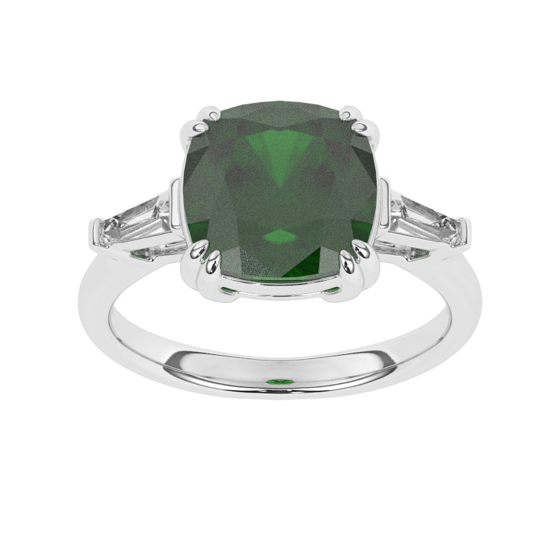 R-83558-EM-W  Diamond & Emerald Dress Ring