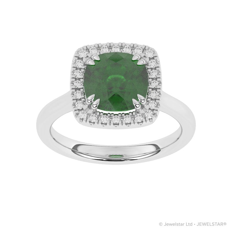 R-83580-EM-W  Lab Diamond & Emerald Cluster Ring
