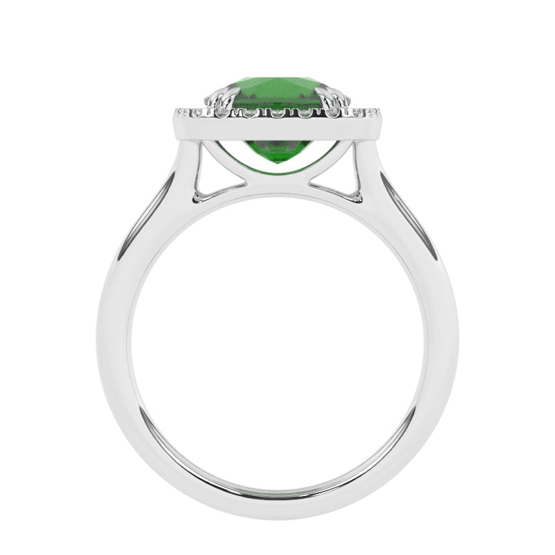 R-83580-EM-W  Lab Diamond & Emerald Cluster Ring