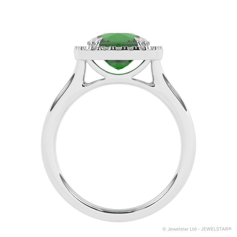 R-83580-EM-W  Lab Diamond & Emerald Cluster Ring