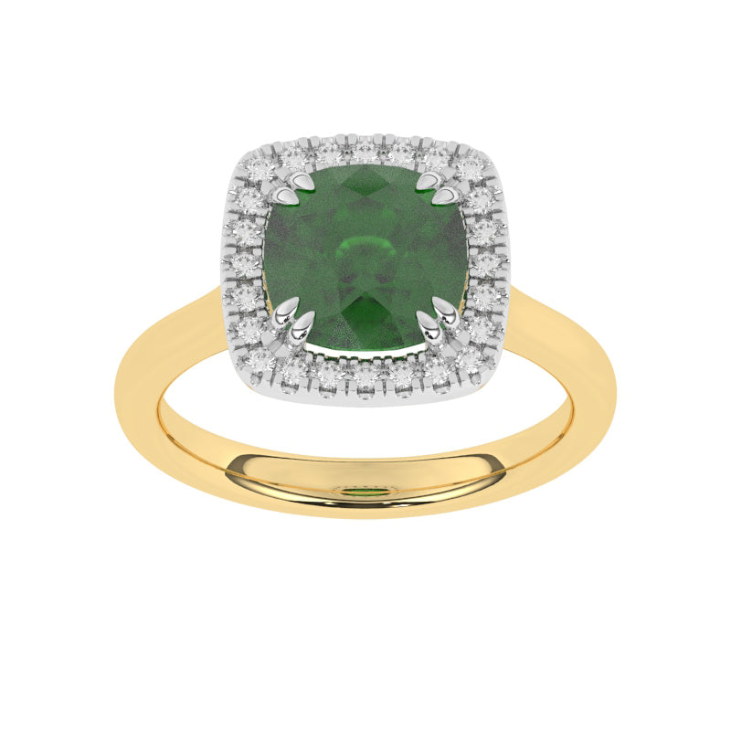 R-83580-EM-Y  Lab Diamond & Emerald Cluster Ring