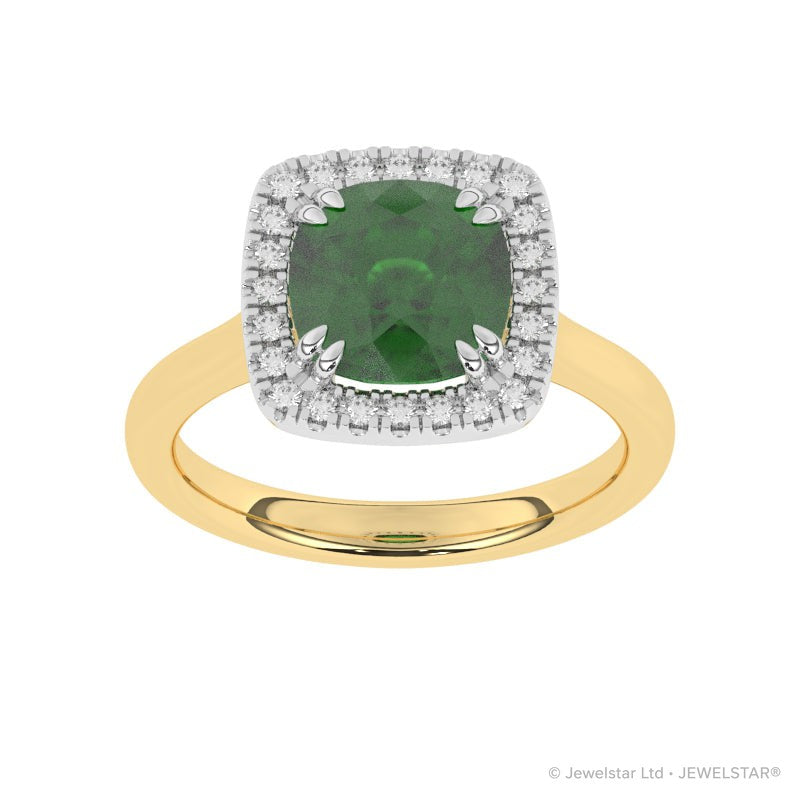 R-83580-EM-Y  Lab Diamond & Emerald Cluster Ring