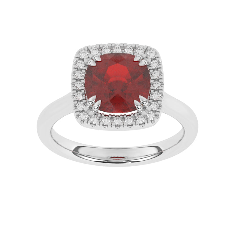 R-83580-RU-W  Lab Diamond & Ruby Cluster Ring