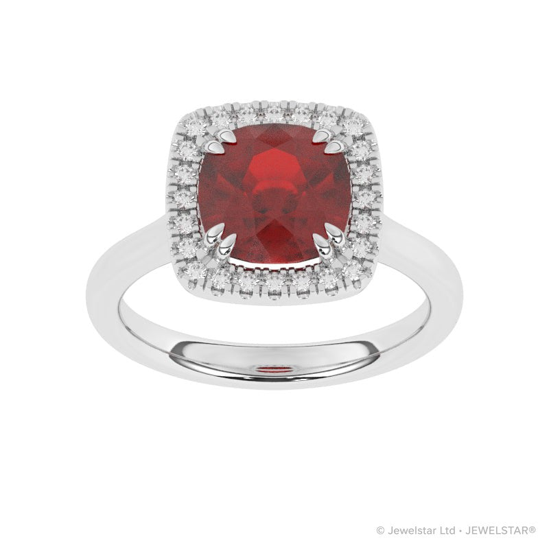 R-83580-RU-W  Lab Diamond & Ruby Cluster Ring