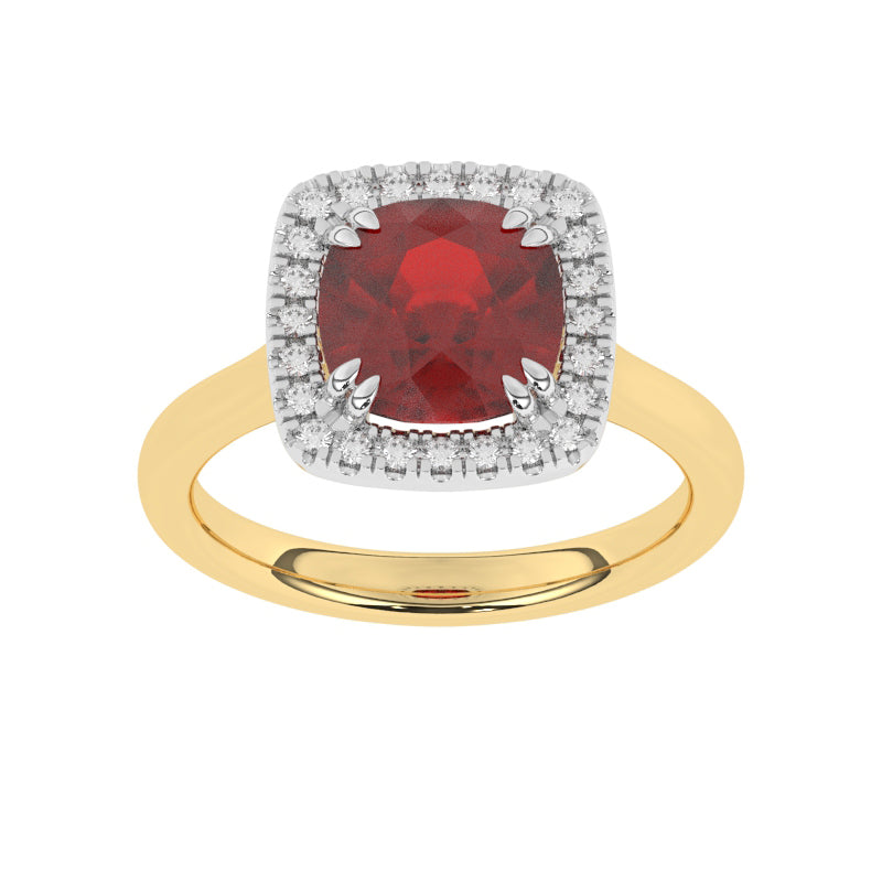 R-83580-RU-Y  Lab Diamond & Ruby Cluster Ring