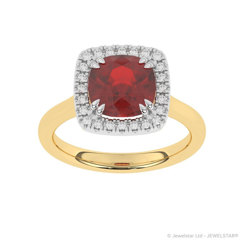 R-83580-RU-Y  Lab Diamond & Ruby Cluster Ring