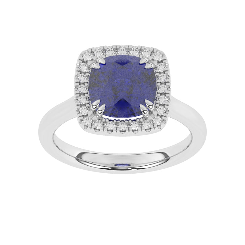 R-83580-SA-W  Lab Diamond & Sapphire Cluster Ring