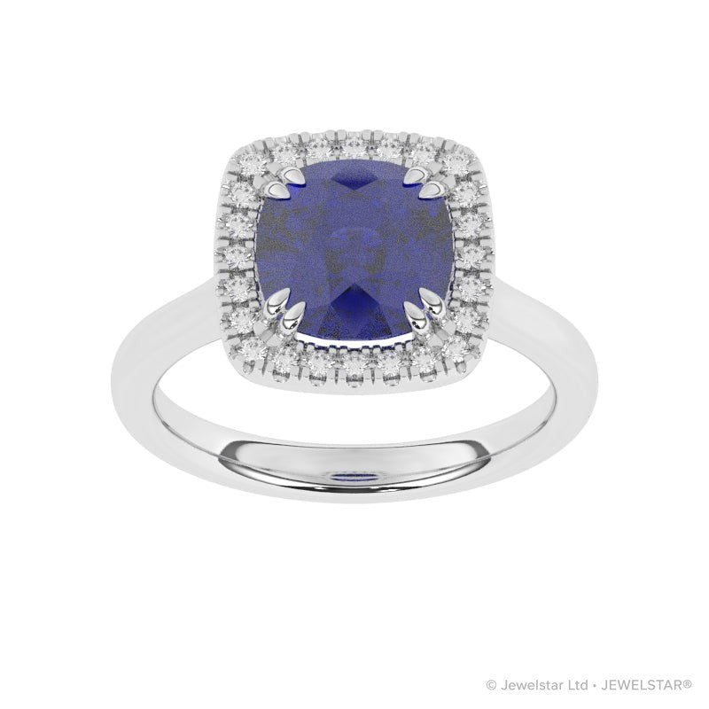 R-83580-SA-W  Lab Diamond & Sapphire Cluster Ring
