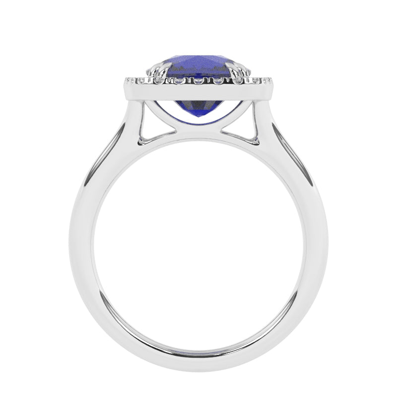 R-83580-SA-W  Lab Diamond & Sapphire Cluster Ring