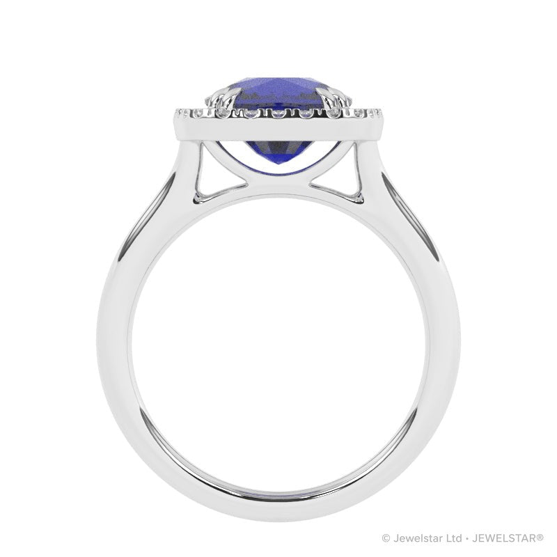 R-83580-SA-W  Lab Diamond & Sapphire Cluster Ring