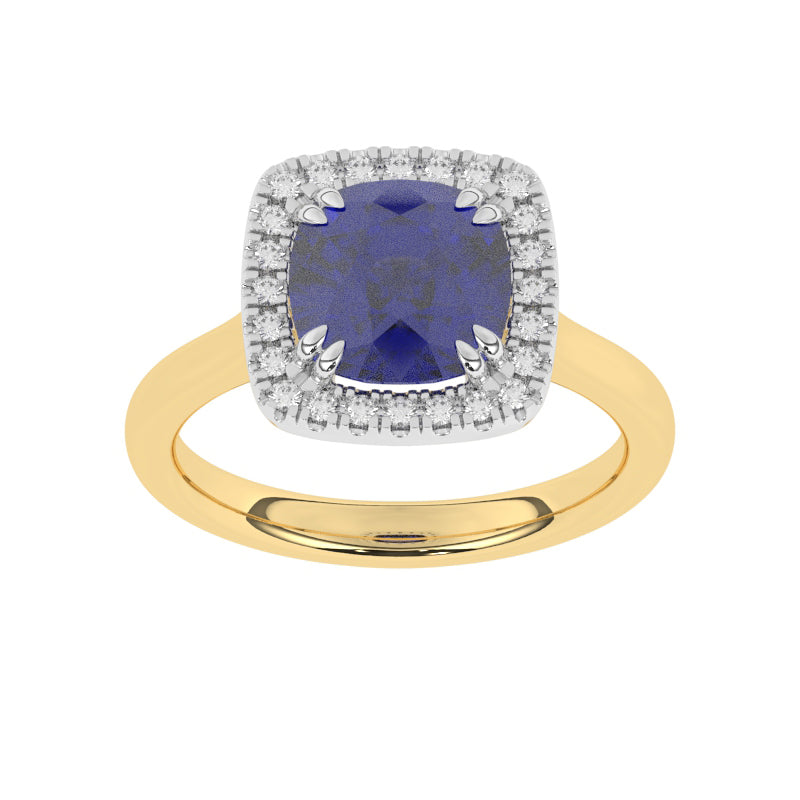 R-83580-SA-Y  Lab Diamond & Sapphire Cluster Ring