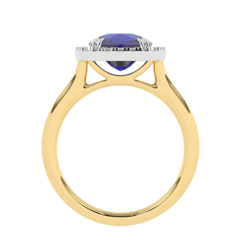 R-83580-SA-Y  Lab Diamond & Sapphire Cluster Ring