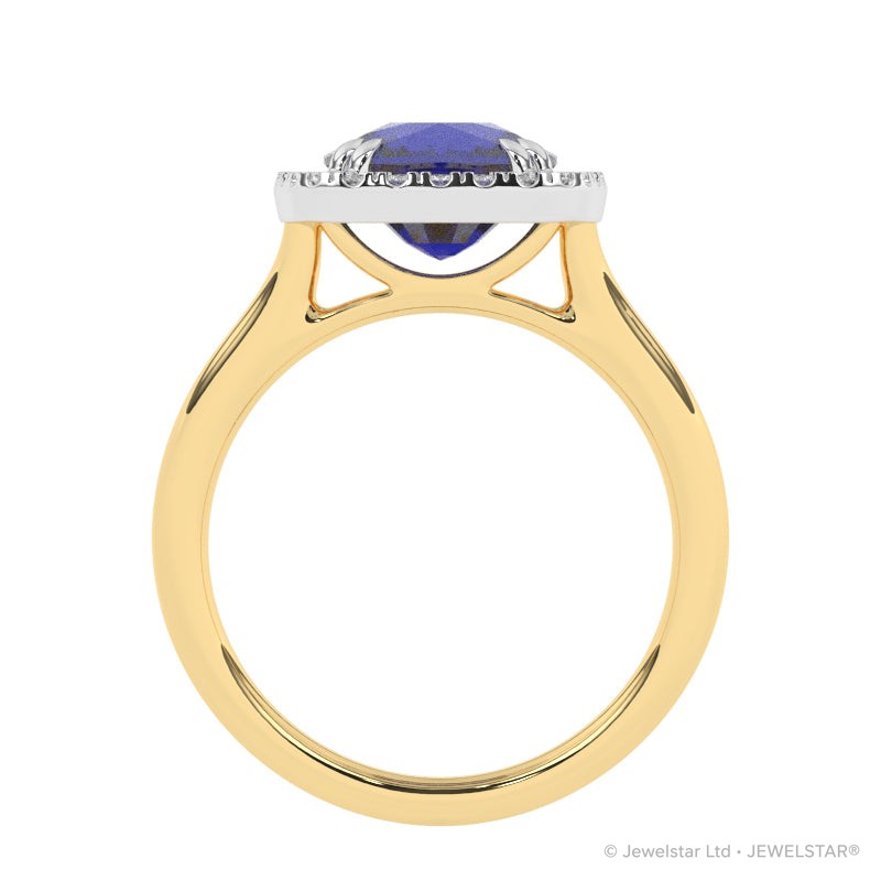 R-83580-SA-Y  Lab Diamond & Sapphire Cluster Ring