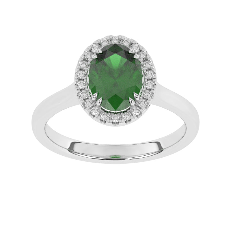 R-83581-EM-W  Lab Diamond & Emerald Cluster Ring