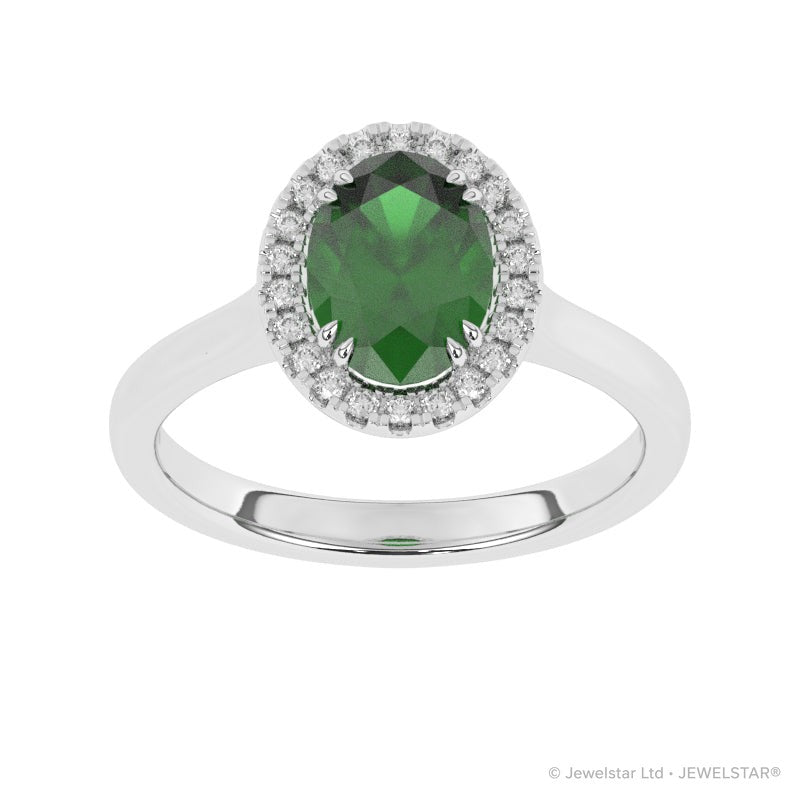R-83581-EM-W  Lab Diamond & Emerald Cluster Ring