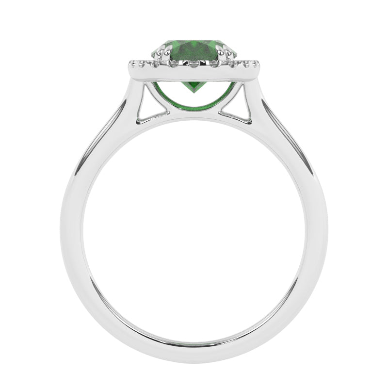 R-83581-EM-W  Lab Diamond & Emerald Cluster Ring