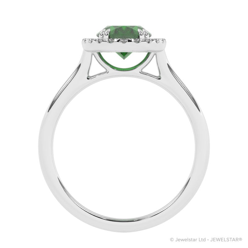R-83581-EM-W  Lab Diamond & Emerald Cluster Ring
