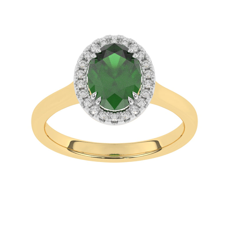 R-83581-EM-Y  Lab Diamond & Emerald Cluster Ring